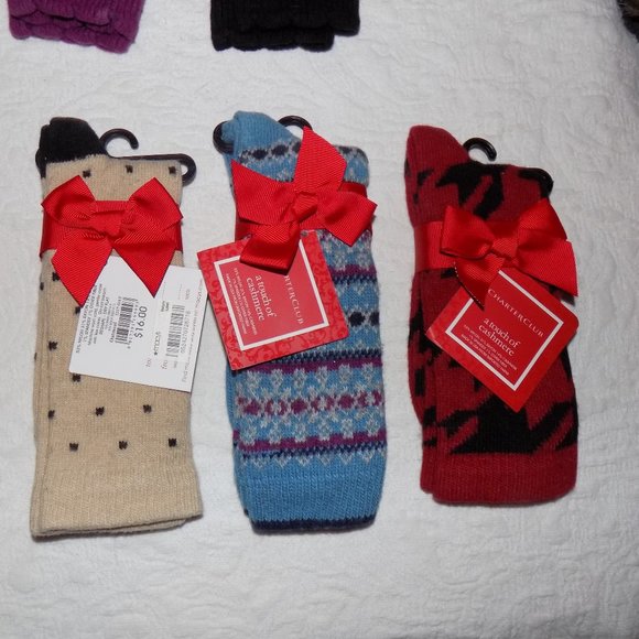 3 pair Charter Club Cashmere blend socks, shoe size 6-9, sock size 9-11 - Picture 1 of 3